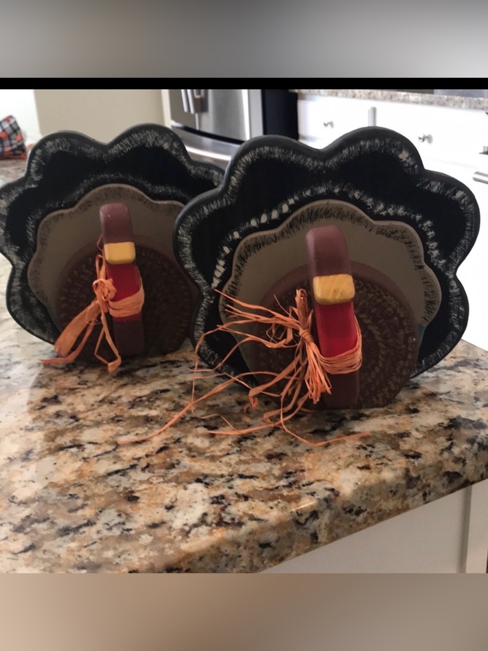 Wooden hand painted decorative turkeys